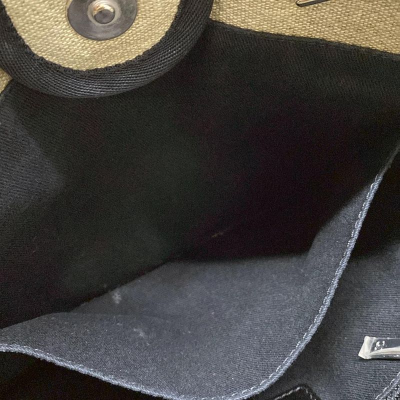 Chanel Tote Bag Deauville Line PM Beige and Black Chain Shoulder Silver