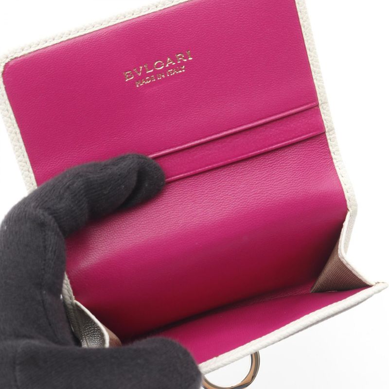 Bvlgari Card Case Bvlgari 30420 White Leather Bvlgari Business Card Holder