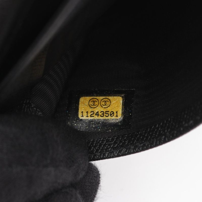 Chanel Bifold Long Wallet Coco Button A20905 Black Leather Coco Button Bifold