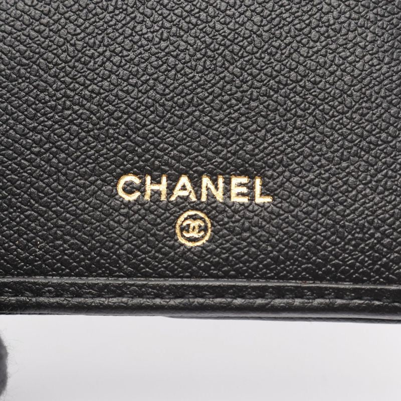 Chanel Bifold Long Wallet Coco Button A20905 Black Leather Coco Button Bifold