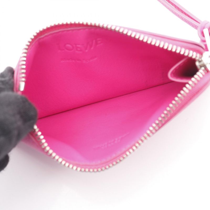 Loewe Card Case C565z40x02 Fuchsia Pink Leather Coin Card Holder Ladies Used a