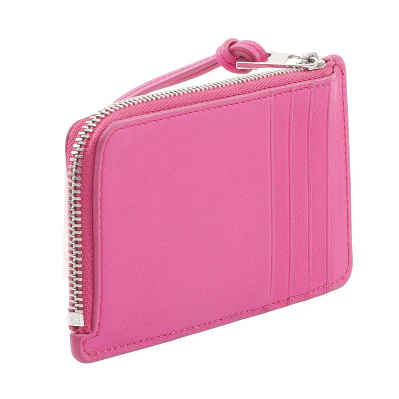 Loewe Card Case C565z40x02 Fuchsia Pink Leather Coin Card Holder Ladies Used a