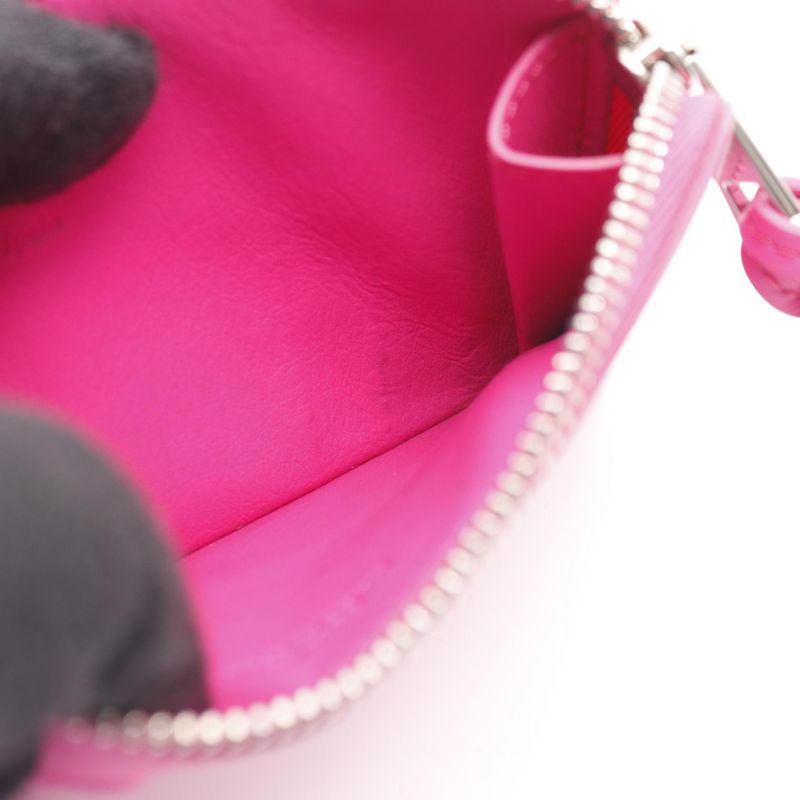 Loewe Card Case C565z40x02 Fuchsia Pink Leather Coin Card Holder Ladies Used a