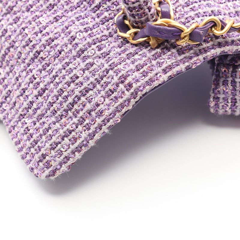 Chanel Shoulder Bag Matelasse Top Handle Purple Fabric Top Handle Matelasse