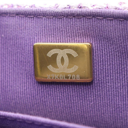 Chanel Shoulder Bag Matelasse Top Handle Purple Fabric Top Handle Matelasse