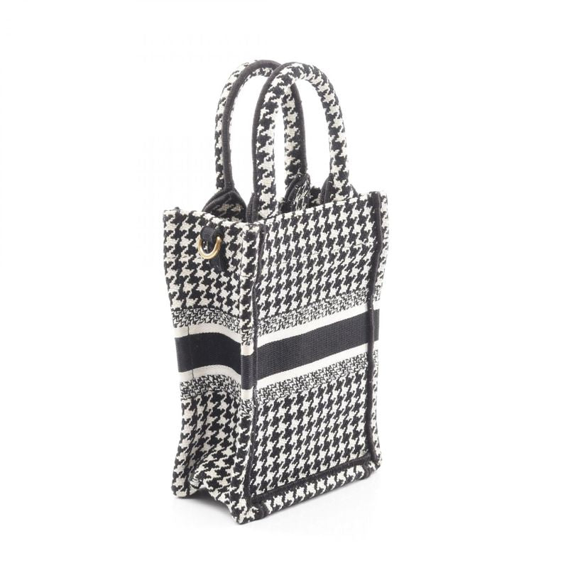Dior Handbag Book Tote Book Tote Vertical Bag Mini Phone Bag Black White Canvas