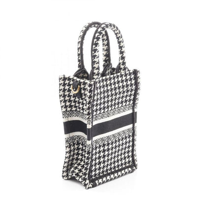 Dior Handbag Book Tote Book Tote Vertical Bag Mini Phone Bag Black White Canvas