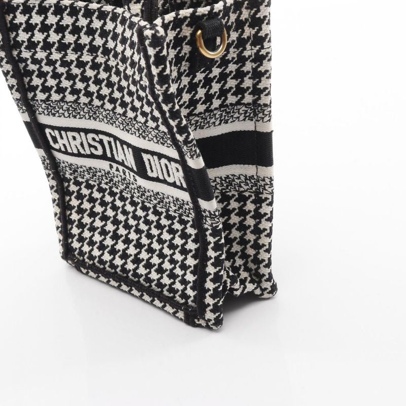 Dior Handbag Book Tote Book Tote Vertical Bag Mini Phone Bag Black White Canvas
