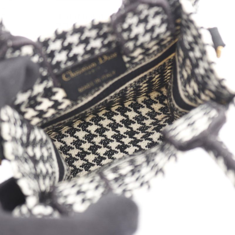 Dior Handbag Book Tote Book Tote Vertical Bag Mini Phone Bag Black White Canvas