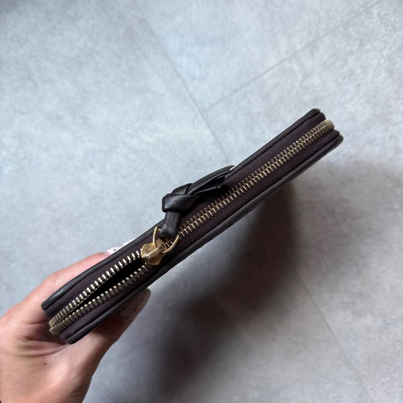 Bottega Veneta Round Zipper Long Wallet Intrecciato Dark Brown Leather Men