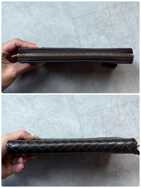 Bottega Veneta Round Zipper Long Wallet Intrecciato Dark Brown Leather Men