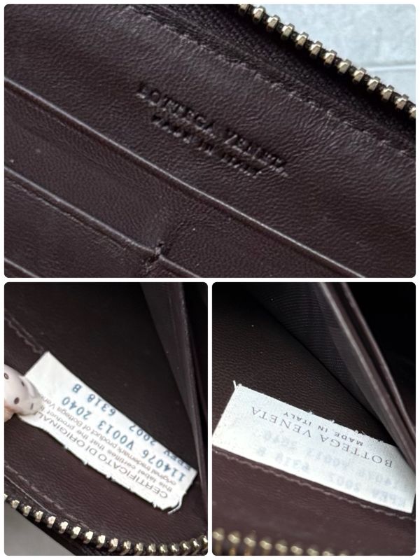 Bottega Veneta Round Zipper Long Wallet Intrecciato Dark Brown Leather Men