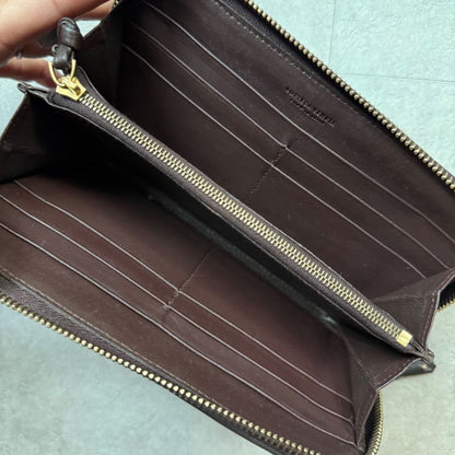 Bottega Veneta Round Zipper Long Wallet Intrecciato Dark Brown Leather Men