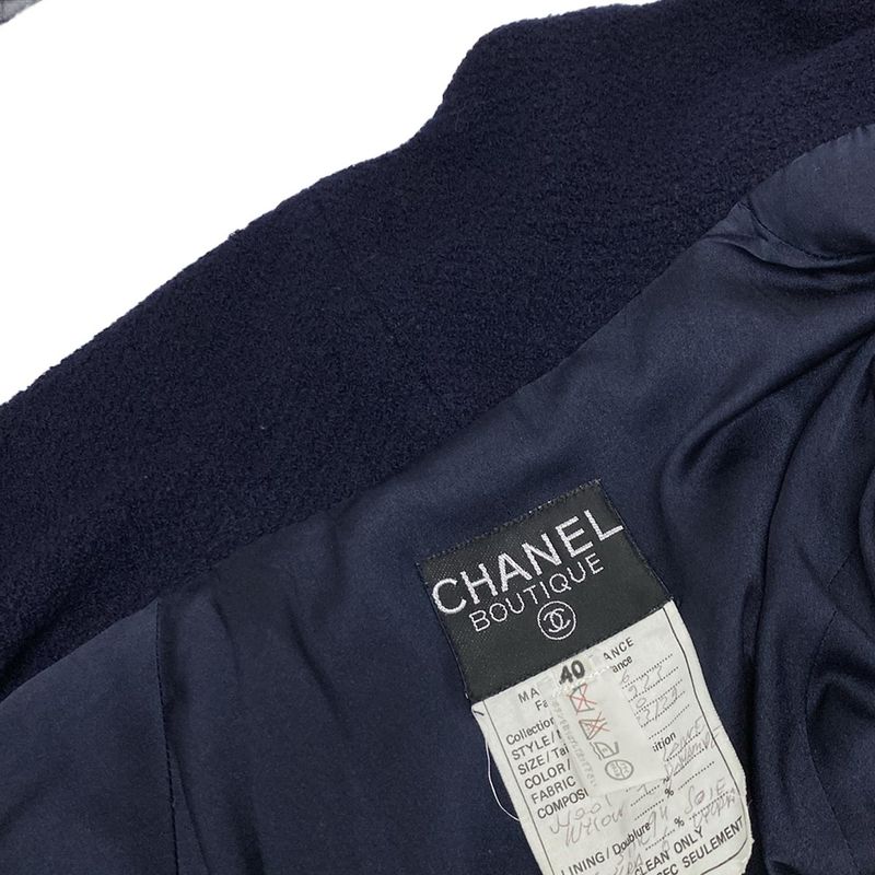 Chanel Skirt Suit Size 40 M Women's Excellent Condition 20923 Dark Navy Pile