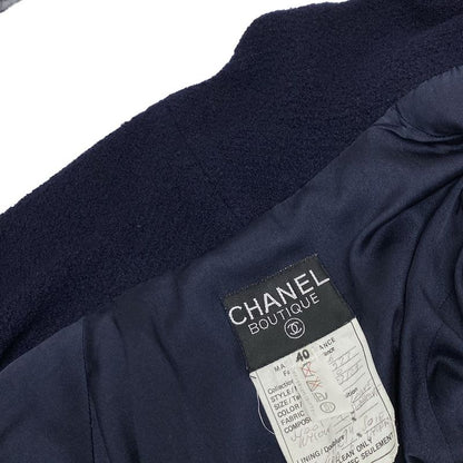 Chanel Skirt Suit Size 40 M Women's Excellent Condition 20923 Dark Navy Pile