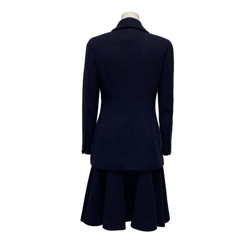 Chanel Skirt Suit Size 40 M Women's Excellent Condition 20923 Dark Navy Pile