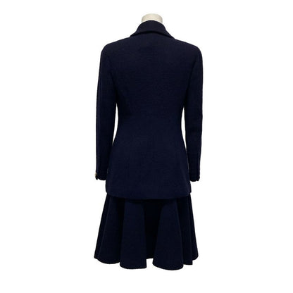 Chanel Skirt Suit Size 40 M Women's Excellent Condition 20923 Dark Navy Pile