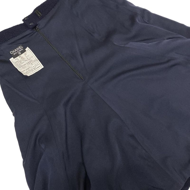 Chanel Skirt Suit Size 40 M Women's Excellent Condition 20923 Dark Navy Pile
