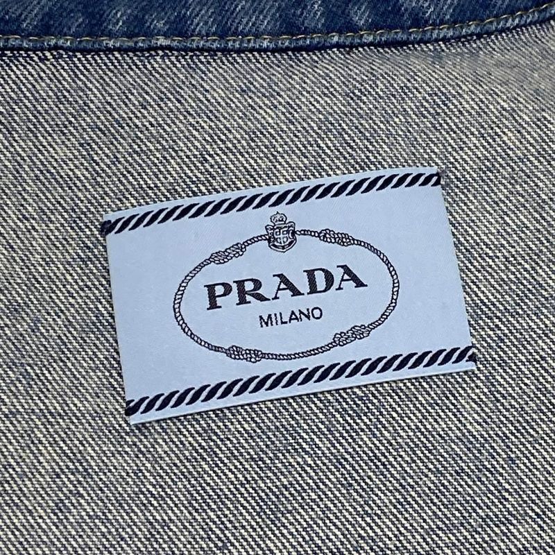 Prada Gjun Size 38 S Women's Excellent Condition Organic Denim Cropped Jacket