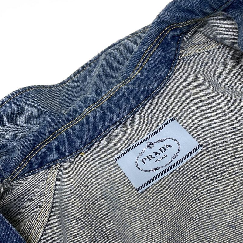 Prada Gjun Size 38 S Women's Excellent Condition Organic Denim Cropped Jacket