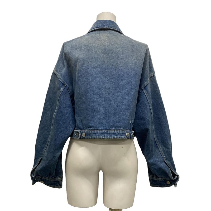 Prada Gjun Size 38 S Women's Excellent Condition Organic Denim Cropped Jacket