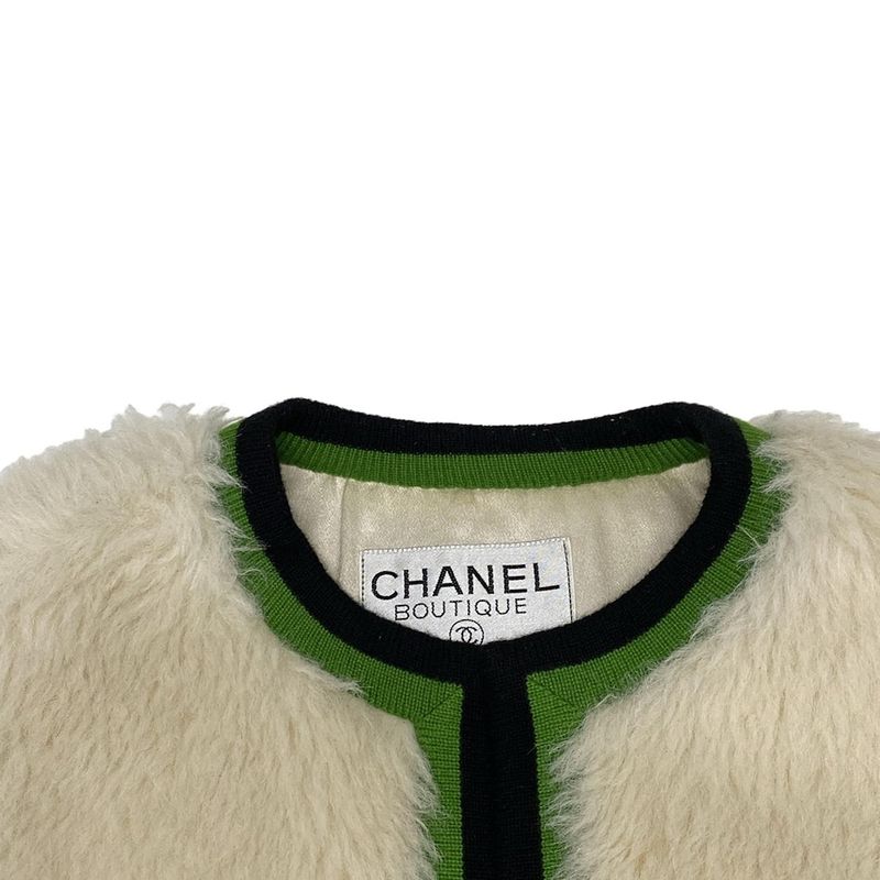 Chanel Vest Size 34 S Women's Excellent Condition P03844 Ivory X Green X Black
