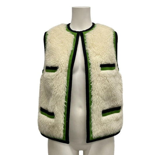 Chanel Vest Size 34 S Women's Excellent Condition P03844 Ivory X Green X Black