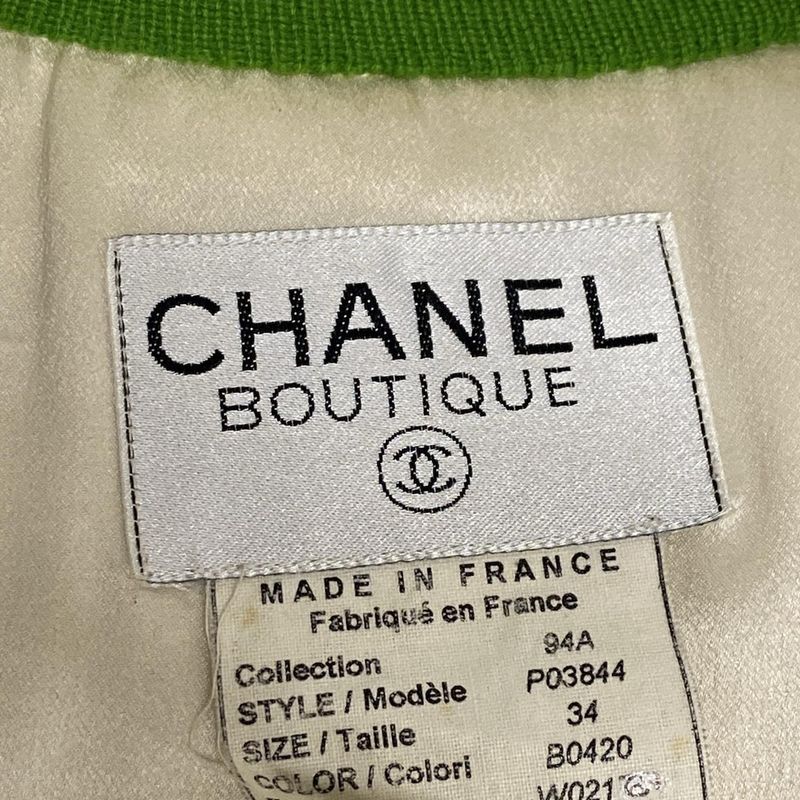 Chanel Vest Size 34 S Women's Excellent Condition P03844 Ivory X Green X Black