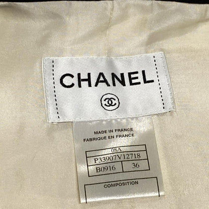 Chanel Vest Size 36 S Women's P33907 Ivory and Black Double Lion Button Silk