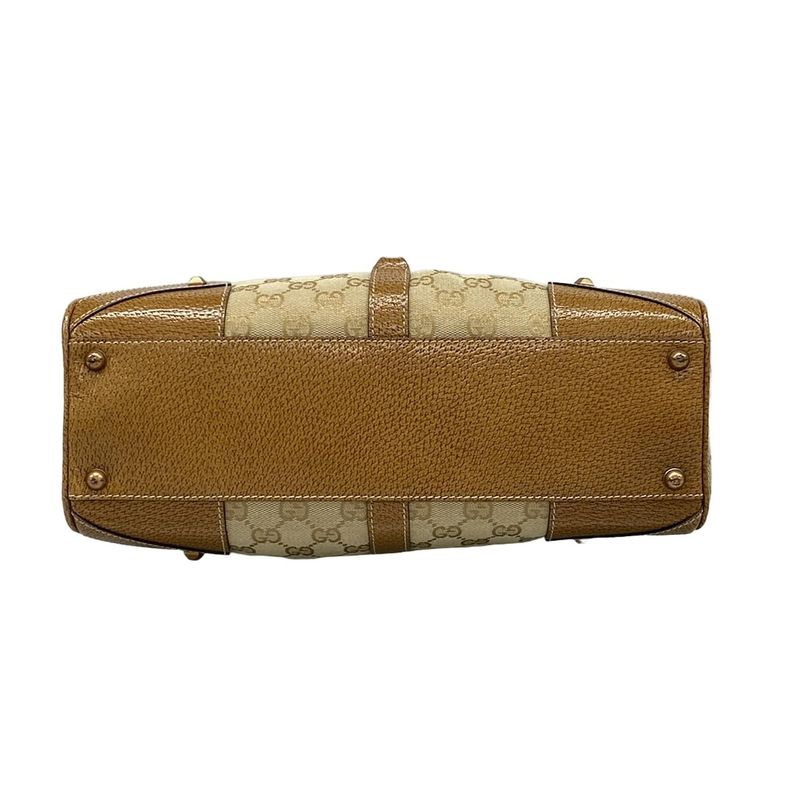 Gucci Tote Bag New Jackie GG Pattern 124407 Beige and Brown Leather