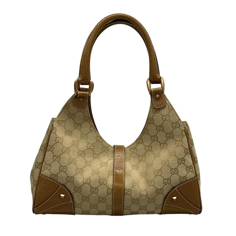 Gucci Tote Bag New Jackie GG Pattern 124407 Beige and Brown Leather