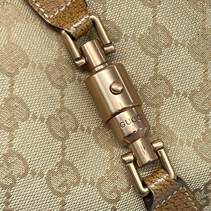 Gucci Tote Bag New Jackie GG Pattern 124407 Beige and Brown Leather