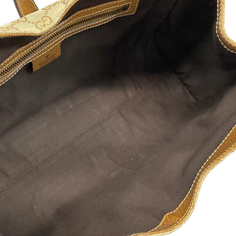 Gucci Tote Bag New Jackie GG Pattern 124407 Beige and Brown Leather