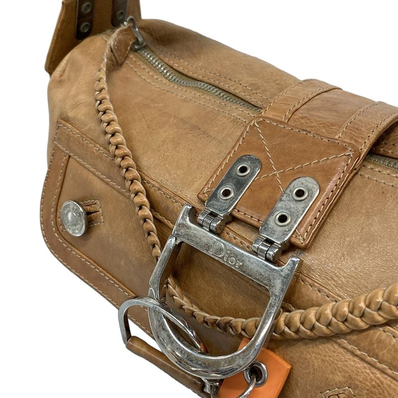 Dior Christian Dior Shoulder Bag Flight Beige Leather