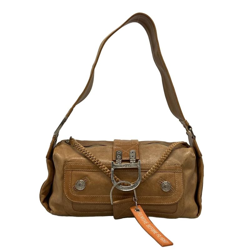 Dior Christian Dior Shoulder Bag Flight Beige Leather