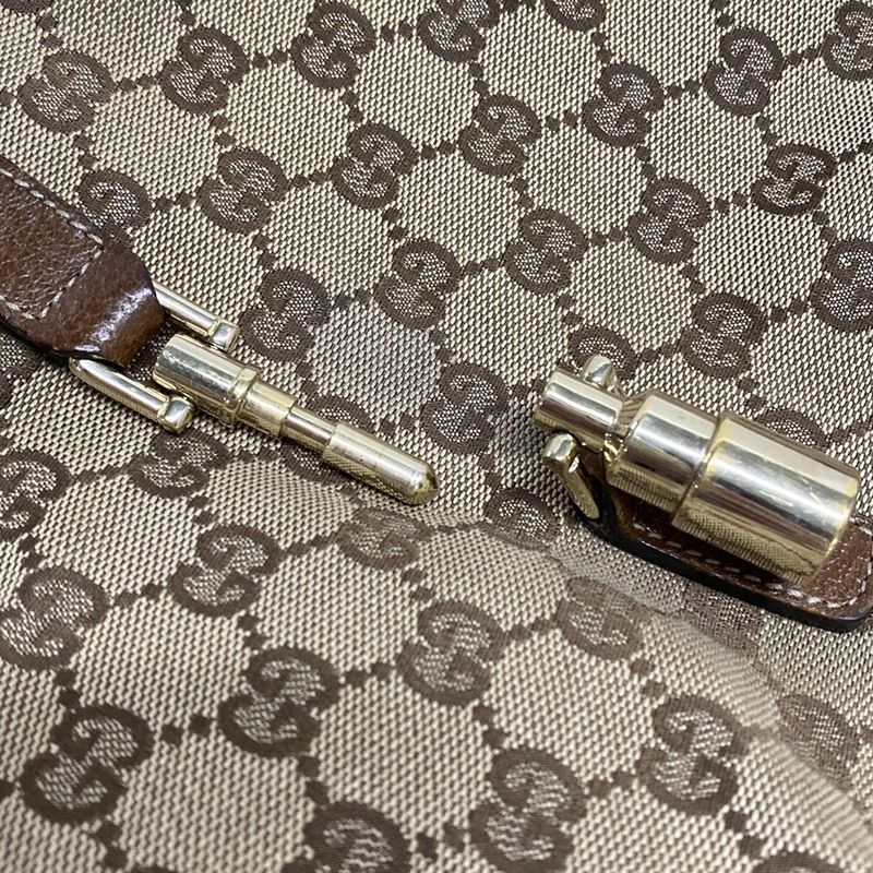 Gucci Shoulder Bag New Jackie GG Pattern 120888 Beige and Brown Leather