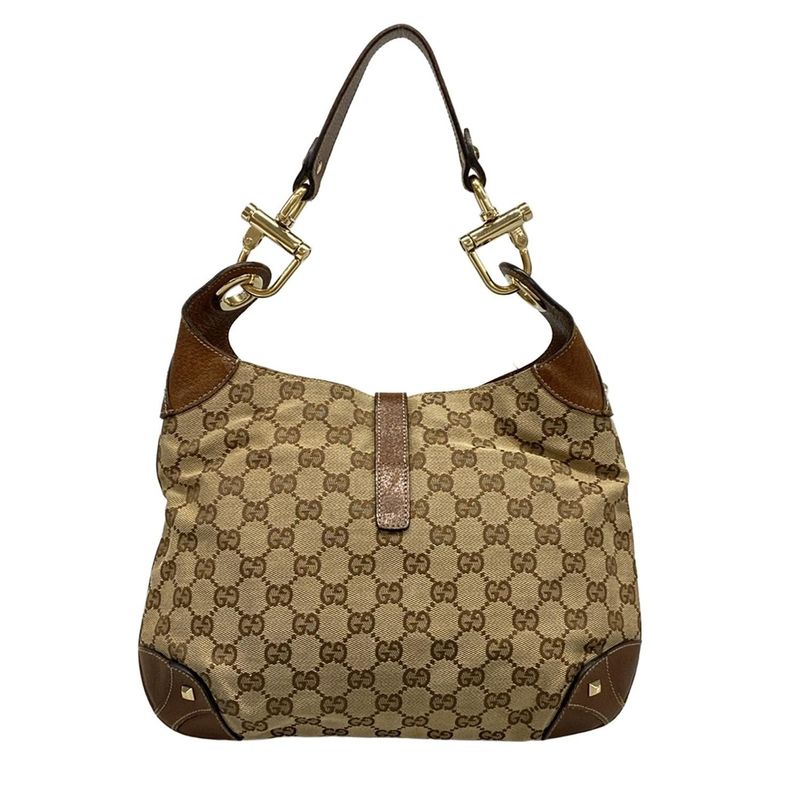 Gucci Shoulder Bag New Jackie GG Pattern 120888 Beige and Brown Leather