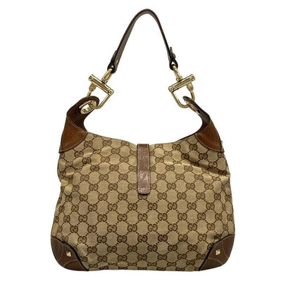 Gucci Shoulder Bag New Jackie GG Pattern 120888 Beige and Brown Leather