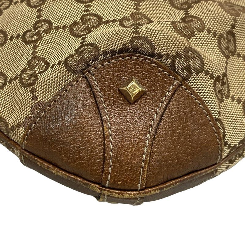 Gucci Shoulder Bag New Jackie GG Pattern 120888 Beige and Brown Leather