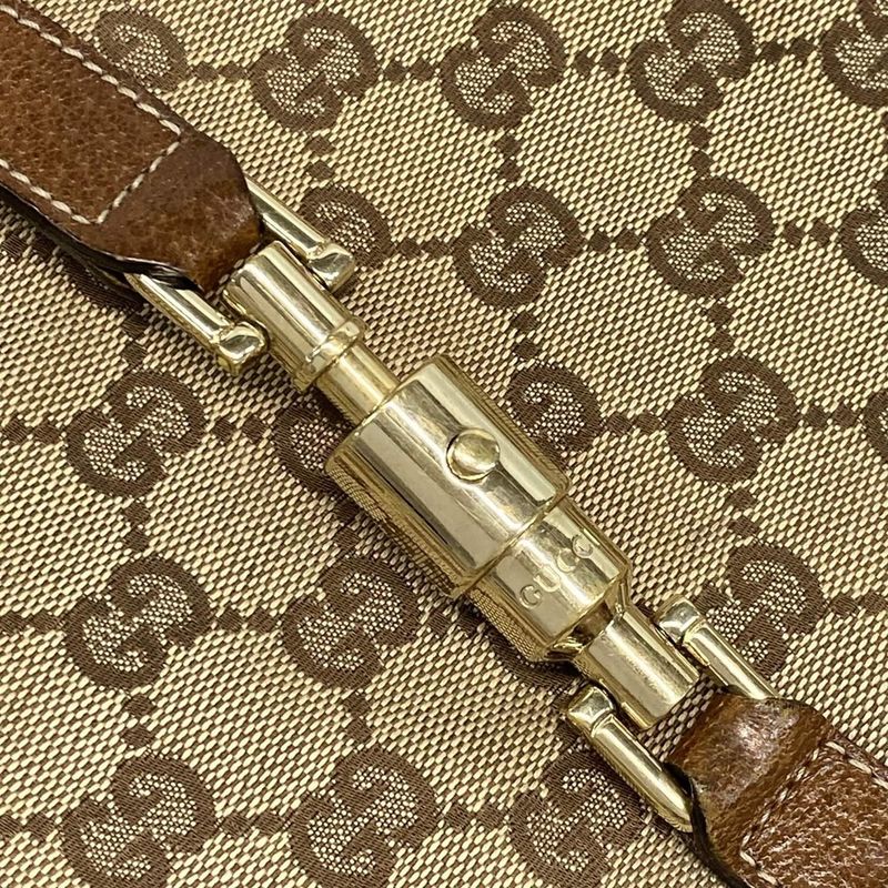 Gucci Shoulder Bag New Jackie GG Pattern 120888 Beige and Brown Leather