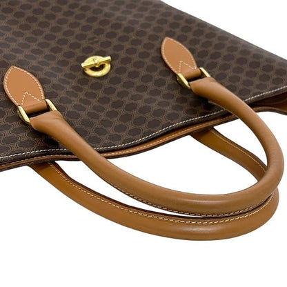 Celine Tote Bag Brown Macadam Excellent Condition A4 PVC Leather Preowned