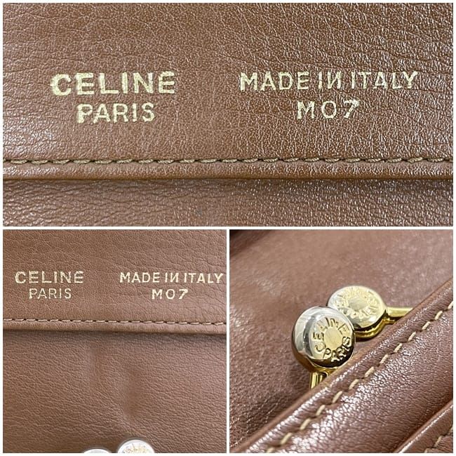 Celine Bifold Long Wallet Brown Excellent Condition Wallet Clasp Leather