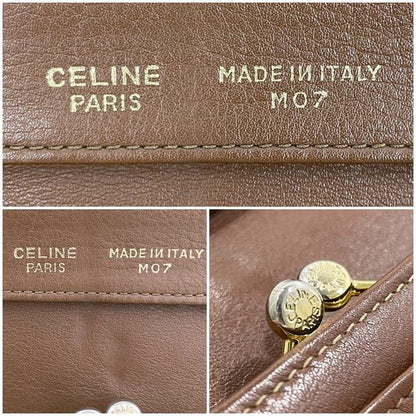 Celine Bifold Long Wallet Brown Excellent Condition Wallet Clasp Leather