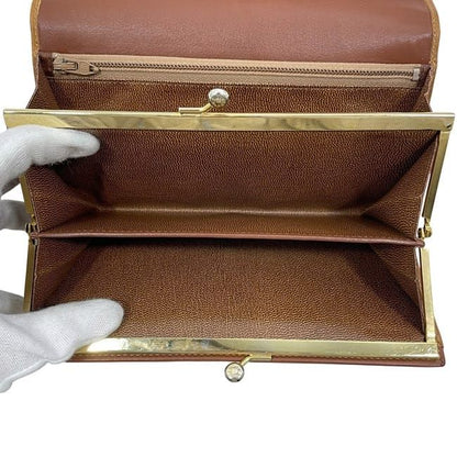 Celine Bifold Long Wallet Brown Excellent Condition Wallet Clasp Leather