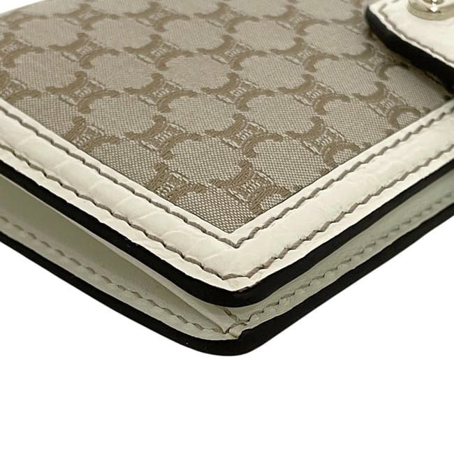 Celine Bifold Long Wallet Beige White Macadam Excellent Condition Wallet