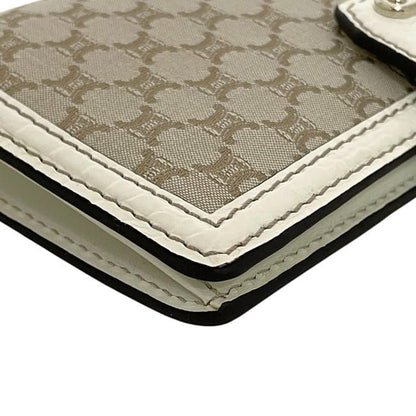 Celine Bifold Long Wallet Beige White Macadam Excellent Condition Wallet