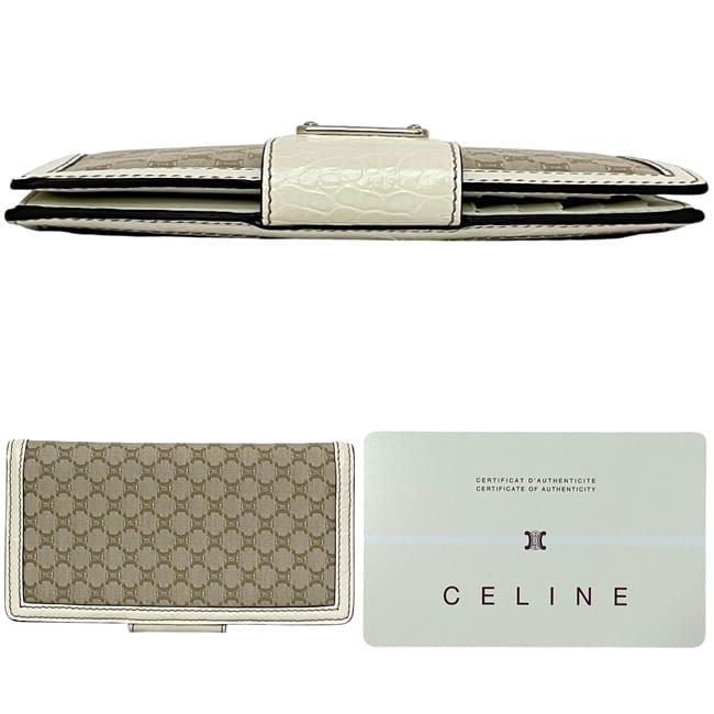 Celine Bifold Long Wallet Beige White Macadam Excellent Condition Wallet