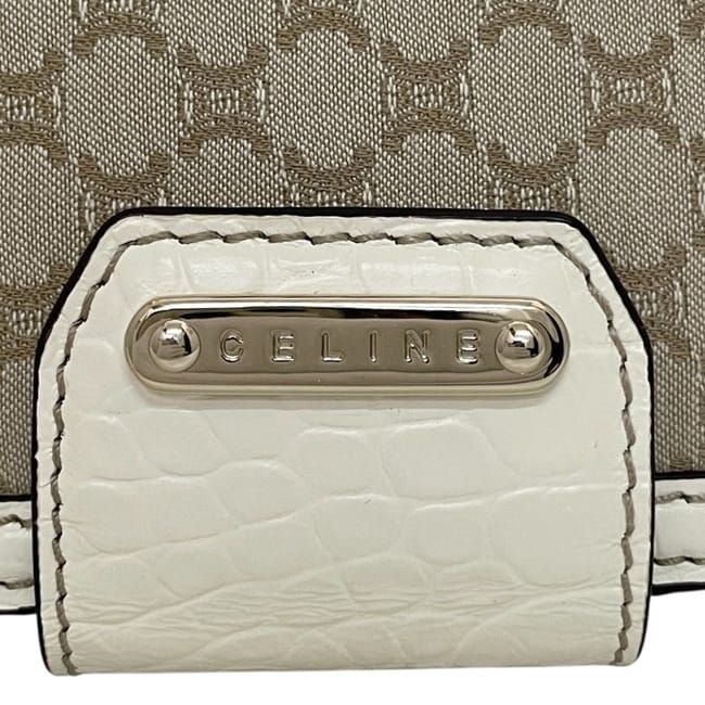 Celine Bifold Long Wallet Beige White Macadam Excellent Condition Wallet