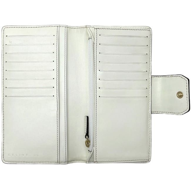 Celine Bifold Long Wallet Beige White Macadam Excellent Condition Wallet