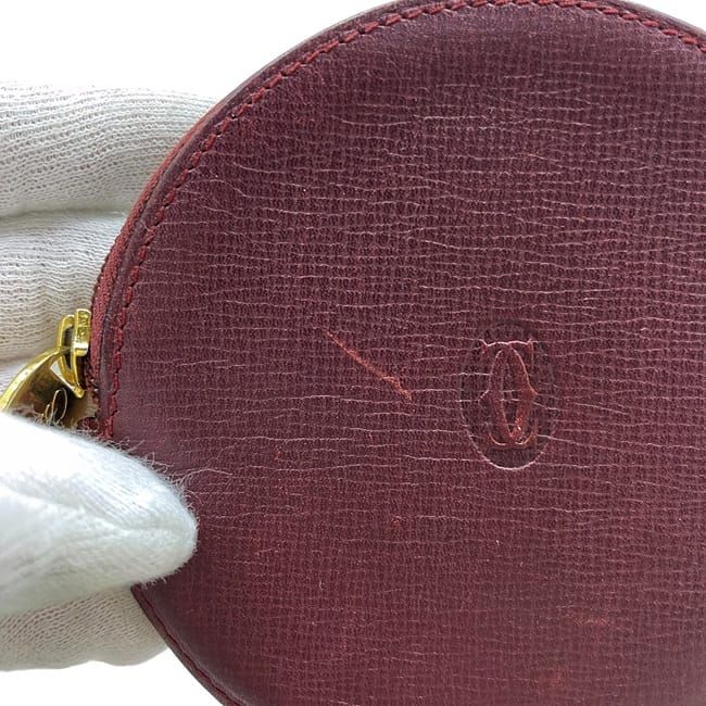 Cartier Coin Case Bordeaux Must L3000159 Excellent Condition Coin Purse